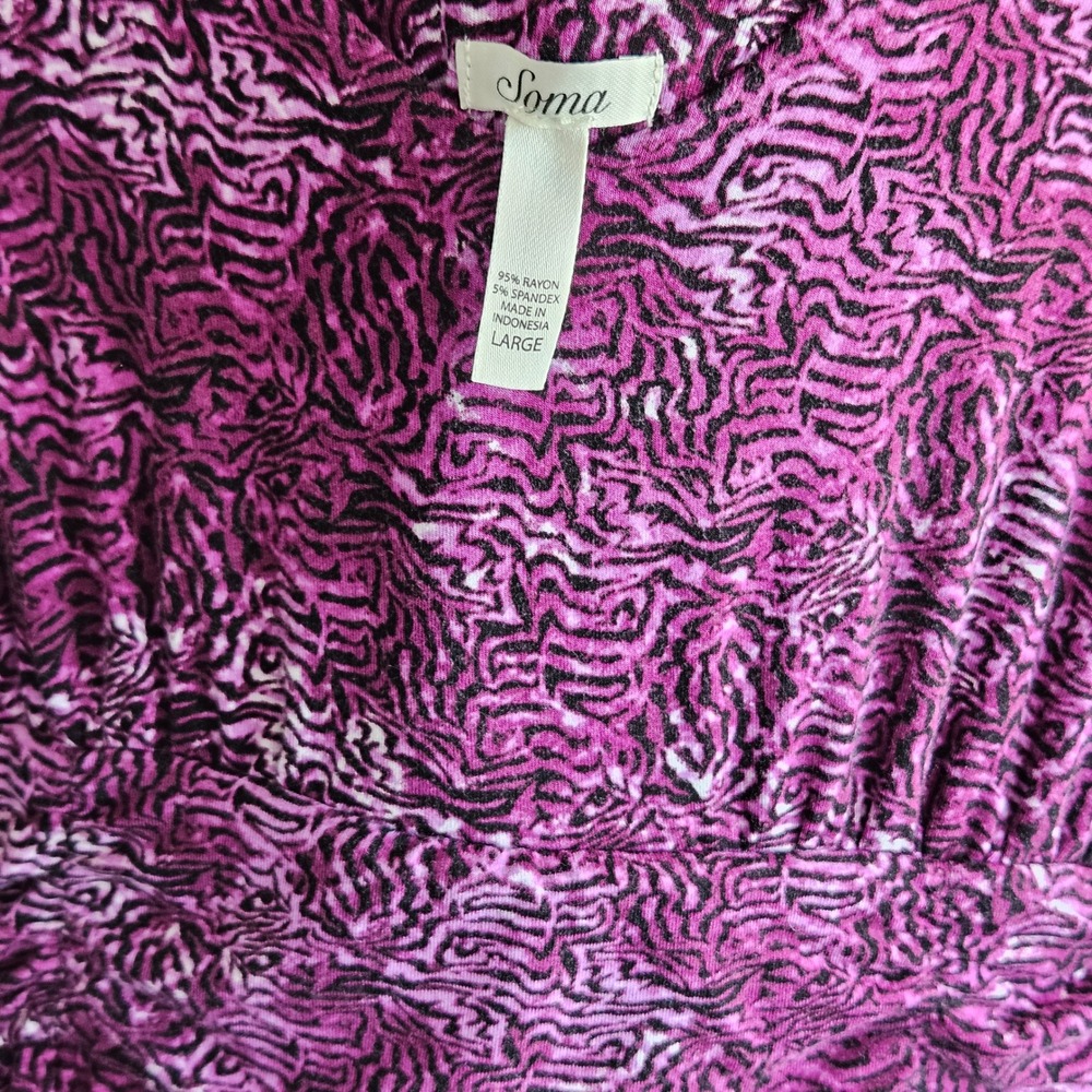 Soma Purple Black Abstract Swirl V-Neck Empire Waist Sleeveless Dress Large